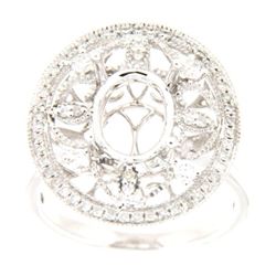 Genuine 14K White Gold 0.44CTW Diamond Semi Mount Ring - REF-77G5M