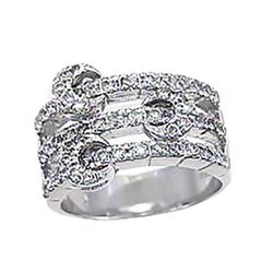 Genuine 18K White Gold 1.1CTW Diamond Rings - REF-182K9R