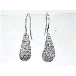 Genuine 18K White Gold 1.7CTW Diamond Earring - REF-175A7X