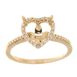 Genuine 14K Yellow Gold 0.23CTW Diamond Semi Mount Ring - REF-46G9M