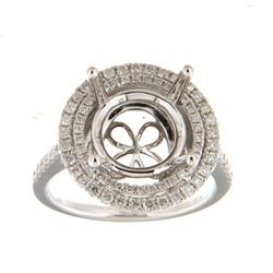 Genuine 14K White Gold 0.56CTW Diamond Semi Mount Ring - REF-91G3M