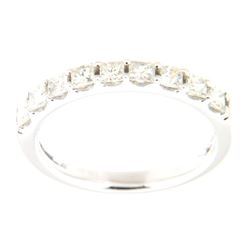 Genuine 14K White Gold 0.68CTW Diamond Band Ring - REF-98A9X