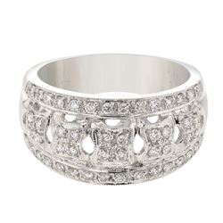 Genuine 18K White Gold 0.47CTW Diamond Fashion Ring - REF-95N2A