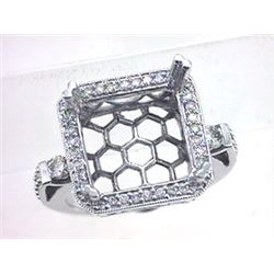 Genuine 14K White Gold 0.62CTW Diamond Semi Mount Ring - REF-90K7R