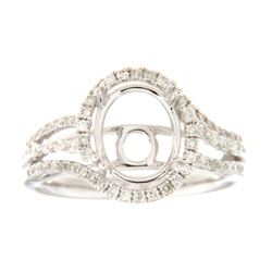 Genuine 14K White Gold 0.53CTW Diamond Semi Mount Ring - REF-76X8Y