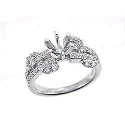 Genuine 18K White Gold 0.38CTW Diamond Semi Mount Ring - REF-105A2X