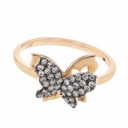 Genuine 18K Two Tone Gold 0.27CTW Diamond Fashion Ring - REF-41T4K