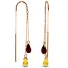 Image 1 : 2.5 ctw Citrine & Garnet Earrings Jewelry 14KT Rose Gold