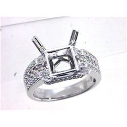 Genuine 14K White Gold 0.61CTW Diamond Semi Mount Ring - REF-84W2G