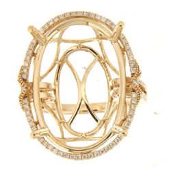 Genuine 14K Yellow Gold 0.44CTW Diamond Semi Mount Ring - REF-96M2F