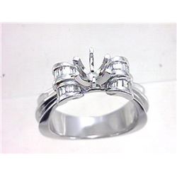 Genuine 18K White Gold 0.37CTW Baguette Semi Mount Ring - REF-111X5Y