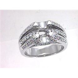 Genuine 18K White Gold 0.51CTW Diamond Semi Mount Ring - REF-173R5H