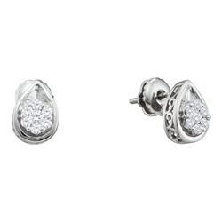 0.10CT Diamond Flower 14KT Earrings White Gold