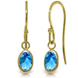 1 ctw Blue Topaz Earrings Jewelry 14KT Yellow Gold