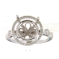 Genuine 14K White Gold 0.38CTW Diamond Semi Mount Ring - REF-69K4R