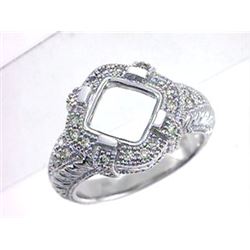 Genuine 14K White Gold 0.41CTW Diamond Semi Mount Ring - REF-83N2A