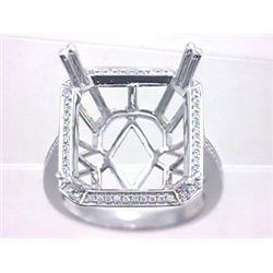 Genuine 18K White Gold 0.21CTW Diamond Semi Mount Ring - REF-79M9F