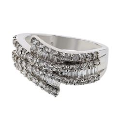 Genuine 18K WhiteGold 1.33CTW Baguette Fashion Ring - REF-168K5R