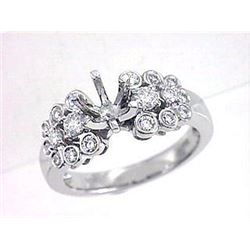 Genuine 18K White Gold 0.54CTW Diamond Semi Mount Ring - REF-110H6W