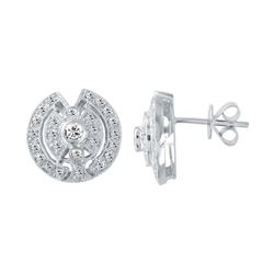 Genuine 0.74 TCW 14K White Gold Ladies Earring - REF-95G4M