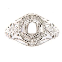 Genuine 14K White Gold 0.26CTW Diamond Semi Mount Ring - REF-65X4Y