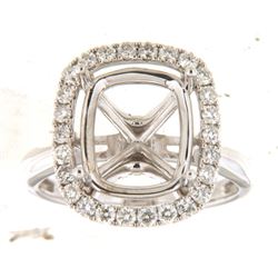 Genuine 14K White Gold 0.69CTW Diamond Semi Mount Ring - REF-88F2N