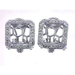 Genuine 14KWhite Gold 0.64CTW Diamond Semi-Mount Earrings - REF-93A6X