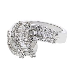 Genuine 18K WhiteGold 1.39CTW Baguette Fashion Ring - REF-196M3F