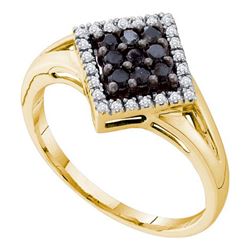 0.25CTW White and Black Diamond Anniversary 14KT Ring Yellow Gold