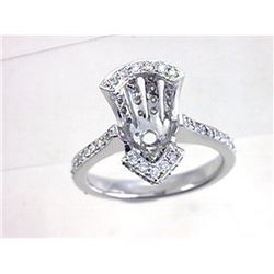Genuine 18K White Gold 0.68CTW Diamond Semi Mount Ring - REF-120Z6T