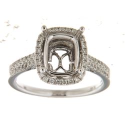 Genuine 14K White Gold 0.36CTW Diamond Semi Mount Ring - REF-70H3W