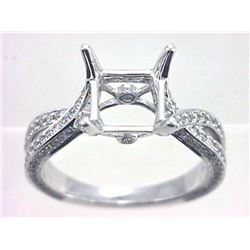 Genuine 14K White Gold 0.83CTW Diamond Semi Mount Ring - REF-81A5X