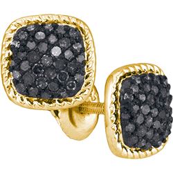 0.50CTW White and Black Diamond Micro-Pave 10KT Earrings Yellow Gold