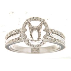 Genuine 14K White Gold 0.42CTW Diamond Semi Mount Ring - REF-66A8X
