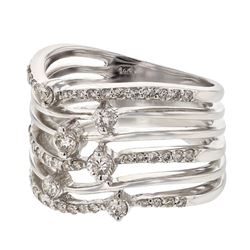 Genuine 14K White Gold 0.66CTW Diamond Fashion Ring - REF-97T6K