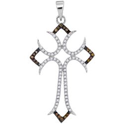 0.25CTW White and Champagne Diamond Anniversary 10KT Pendant White Gold