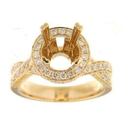 Genuine 14K Yellow Gold 1CTW Diamond Semi Mount Ring - REF-143F9N