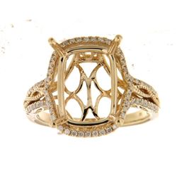 Genuine 14K Yellow Gold 0.48CTW Diamond Semi Mount Ring - REF-82F3N