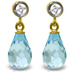 2.73 ctw Blue Topaz & Diamond Earrings Jewelry 14KT Yellow Gold