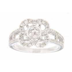 Genuine 14K White Gold 0.72CTW Diamond Semi Mount Ring - REF-73X4Y