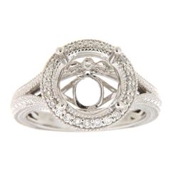Genuine 14K White Gold 0.27CTW Diamond Semi Mount Ring - REF-67Y8Z