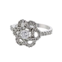 Genuine 14K White Gold 0.98CTW Diamond Fashion Ring - REF-90Y8Z