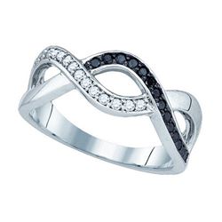 0.25CTW White and Black Diamond Anniversary 10KT Ring White Gold