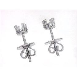 Platinum 0.03CTW Diamond Semi-Mount Earrings - REF-30Y8Z