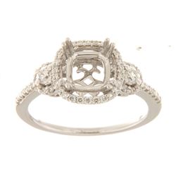 Genuine 14K White Gold 0.41CTW Diamond Semi Mount Ring - REF-60H3W