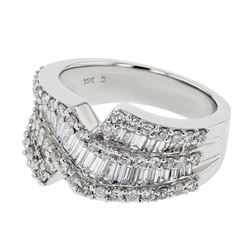 Genuine 18K WhiteGold 1.75CTW Baguette Fashion Ring - REF-228X7Y