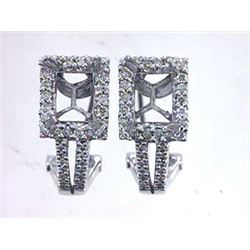 Genuine 14KWhite Gold 1.04CTW Diamond Semi-Mount Earrings - REF-100Y8Z