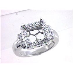 Genuine 18K White Gold 0.34CTW Diamond Semi Mount Ring - REF-122F8N