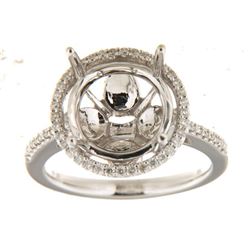 Genuine 14K White Gold 0.3CTW Diamond Semi Mount Ring - REF-70W8G