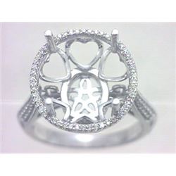 Genuine 14K White Gold 0.35CTW Diamond Semi Mount Ring - REF-54K7R